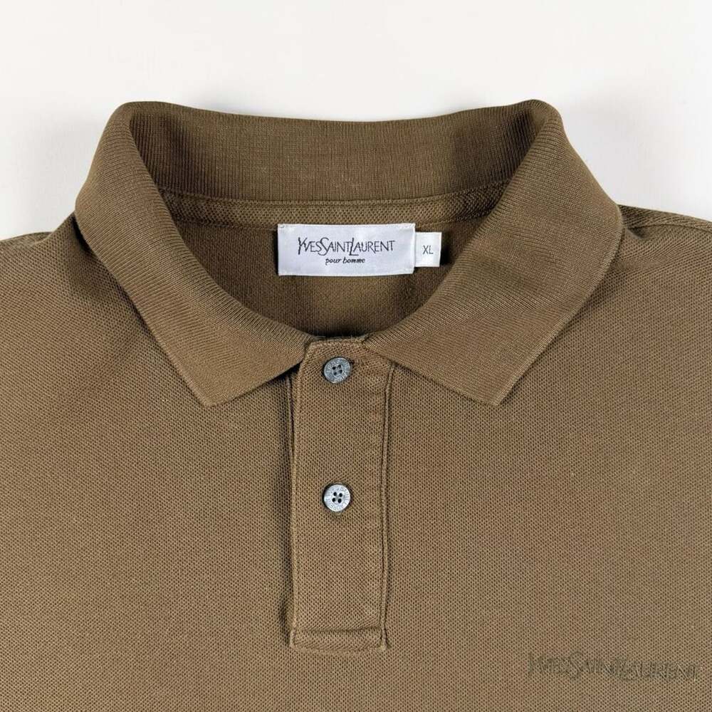 Vintage Yves Saint Laurent YSL Pour Homme Shirt Mens XL Brown Black Colorblock